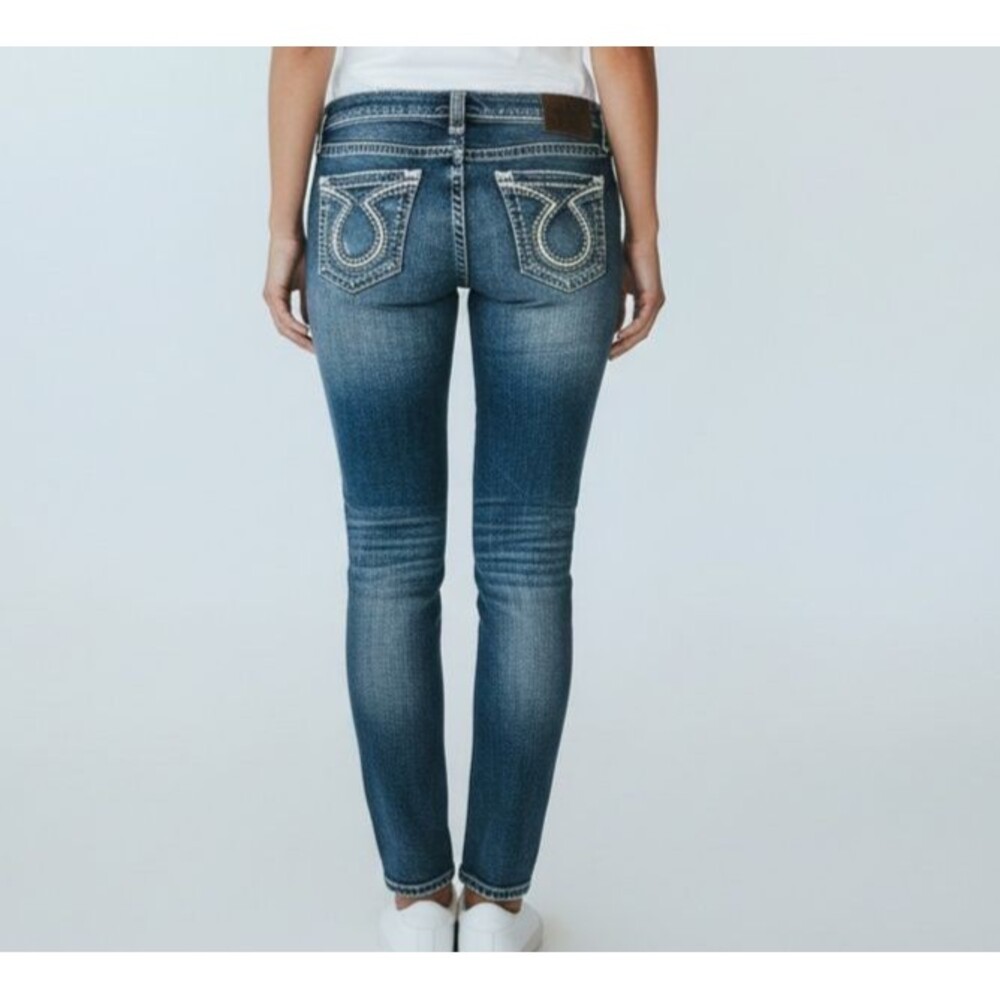 Big Star Jenae Low Rise Skinny Jeans Women 28 Blue Western Y2K Thick Stitching